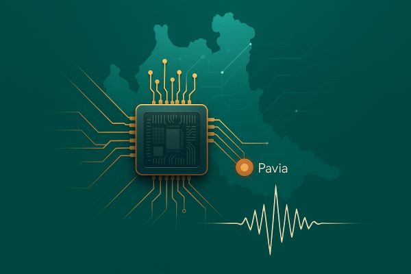 Immagine Lombardia con semiconduttore e onda sismica