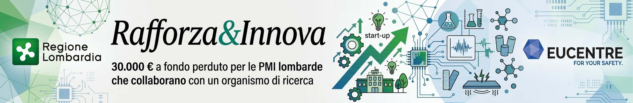 immagine bando Rafforza e Innova con loghi Regione Lombardia e Fondazione Eucentre